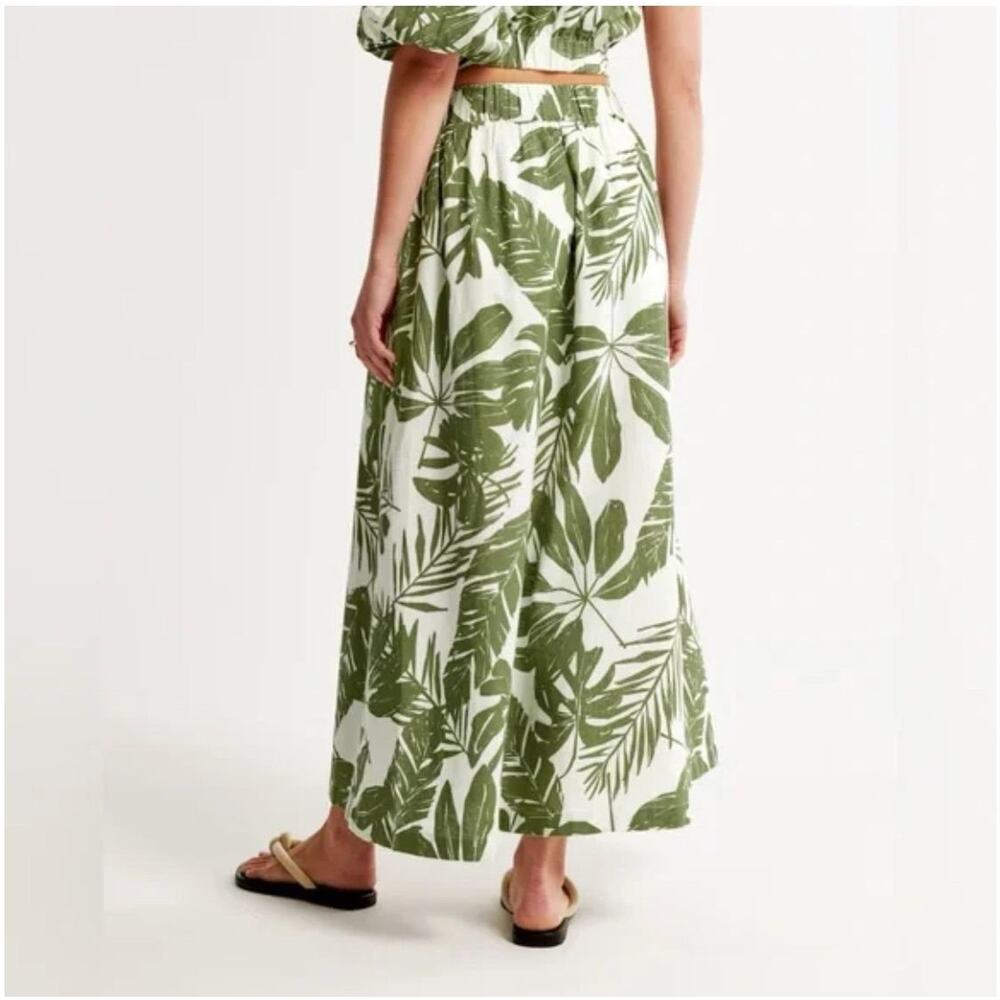 Abercrombie Leaf Print Skirt Cotton/Linen Sz XS - Picture 2 of 3